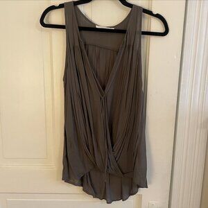 Lush Dark Olive Draped Surplice Tank Top Size Small Flowy Rayon